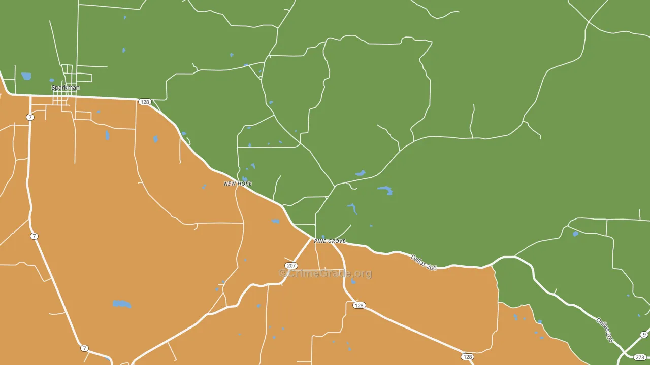 Pine Grove, AR Map of Vandalism Rates