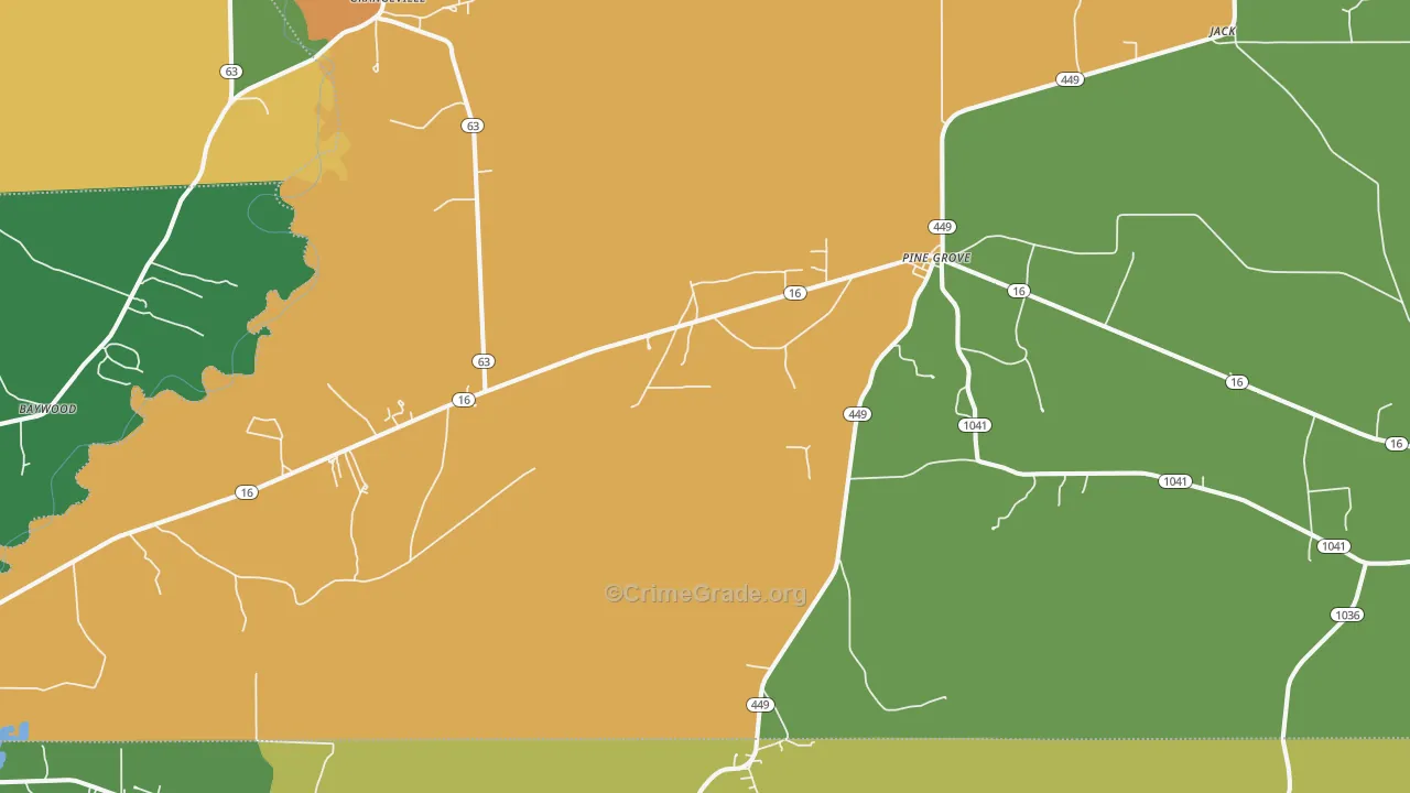 Pine Grove, LA Map of Vandalism Rates