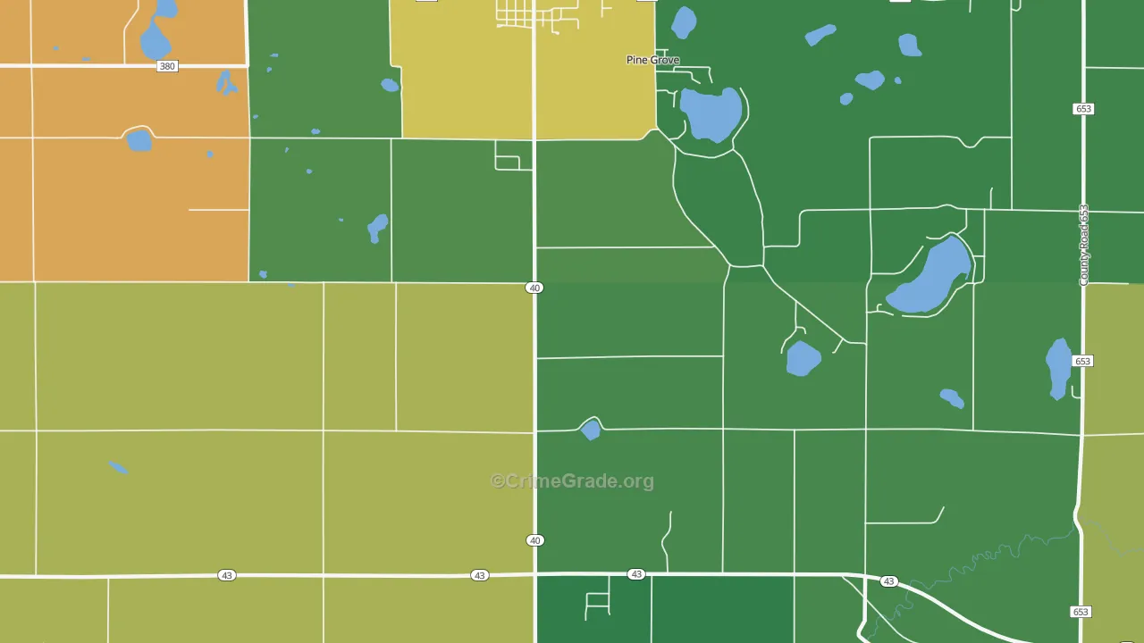 Pine Grove, MI Map of Vandalism Rates