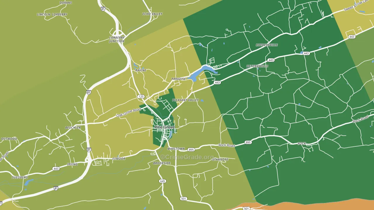 Pine Grove, PA Map of Vandalism Rates