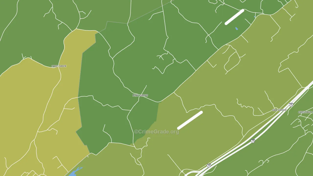 Pine Grove, TN Map of Vandalism Rates