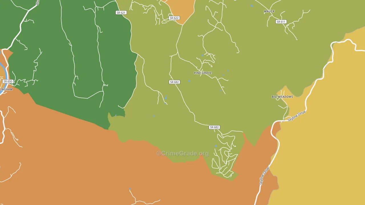Pine Grove, VA Map of Vandalism Rates