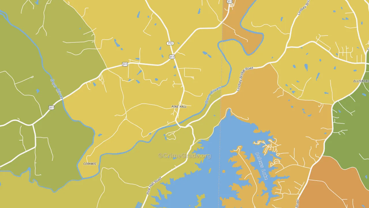 Pine Hall, NC Map of Vandalism Rates