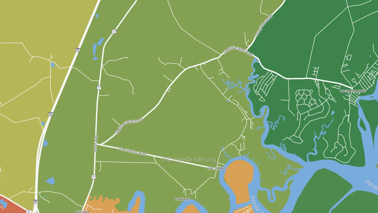 Pine Harbor, GA Map of Vandalism Rates