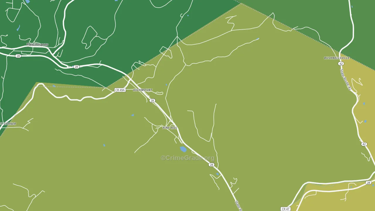 Pine Hill, NY Map of Vandalism Rates