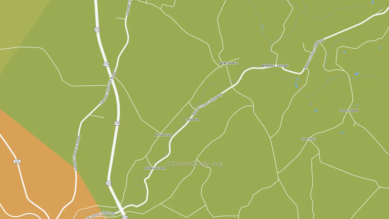 Pine Hill, PA Map of Vandalism Rates