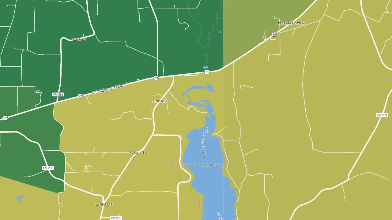 Pine Hill, TX Map of Vandalism Rates