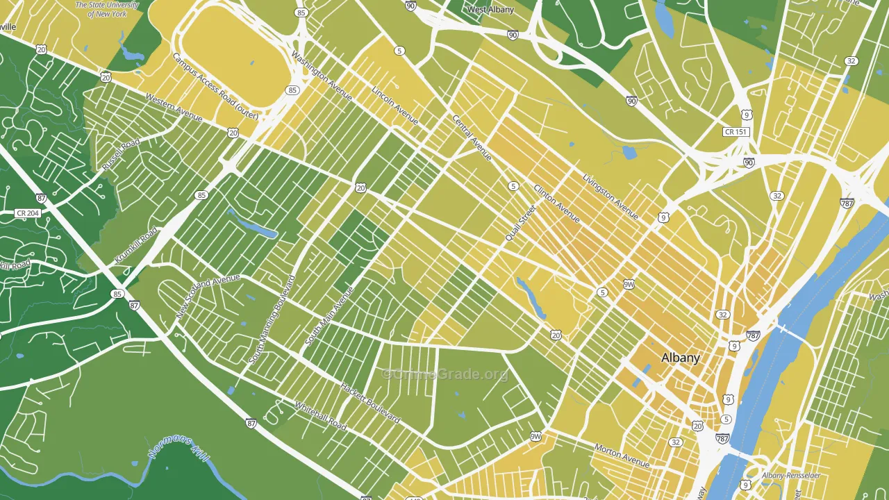 Pine Hills, Albany, NY Map of Vandalism Rates