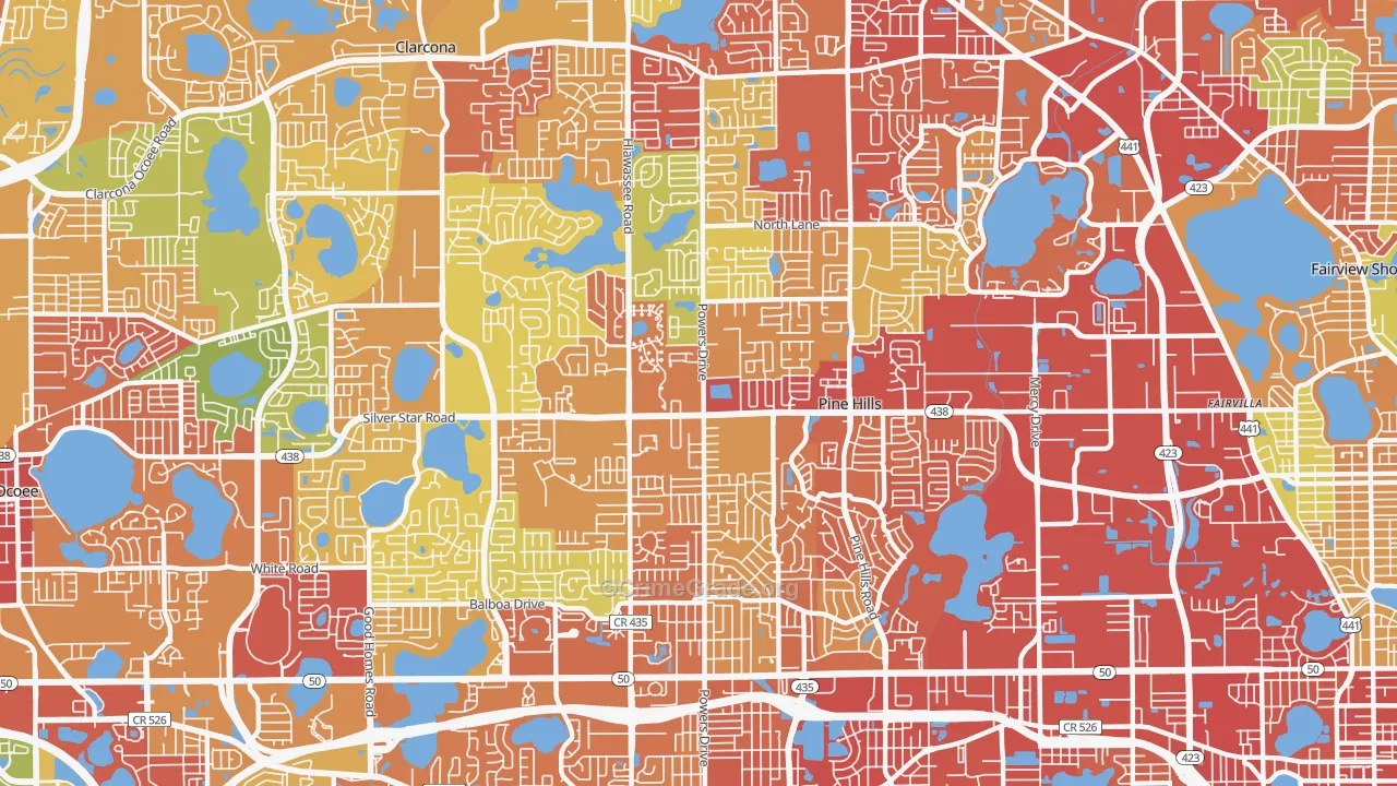 Pine Hills, FL Map of Vandalism Rates