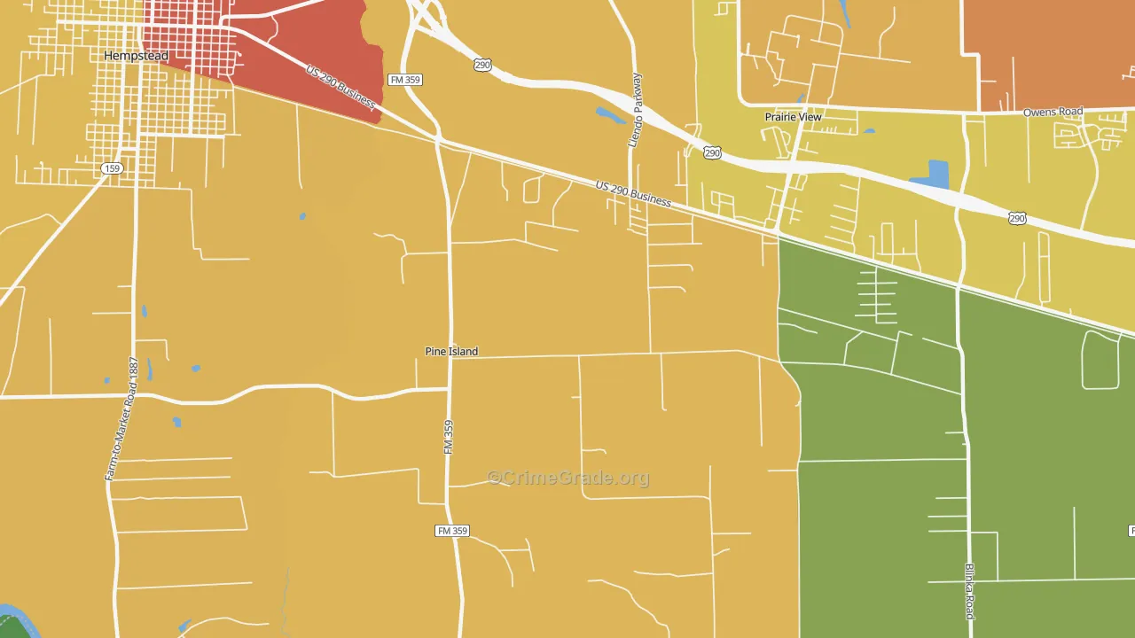 Pine Island, TX Map of Vandalism Rates