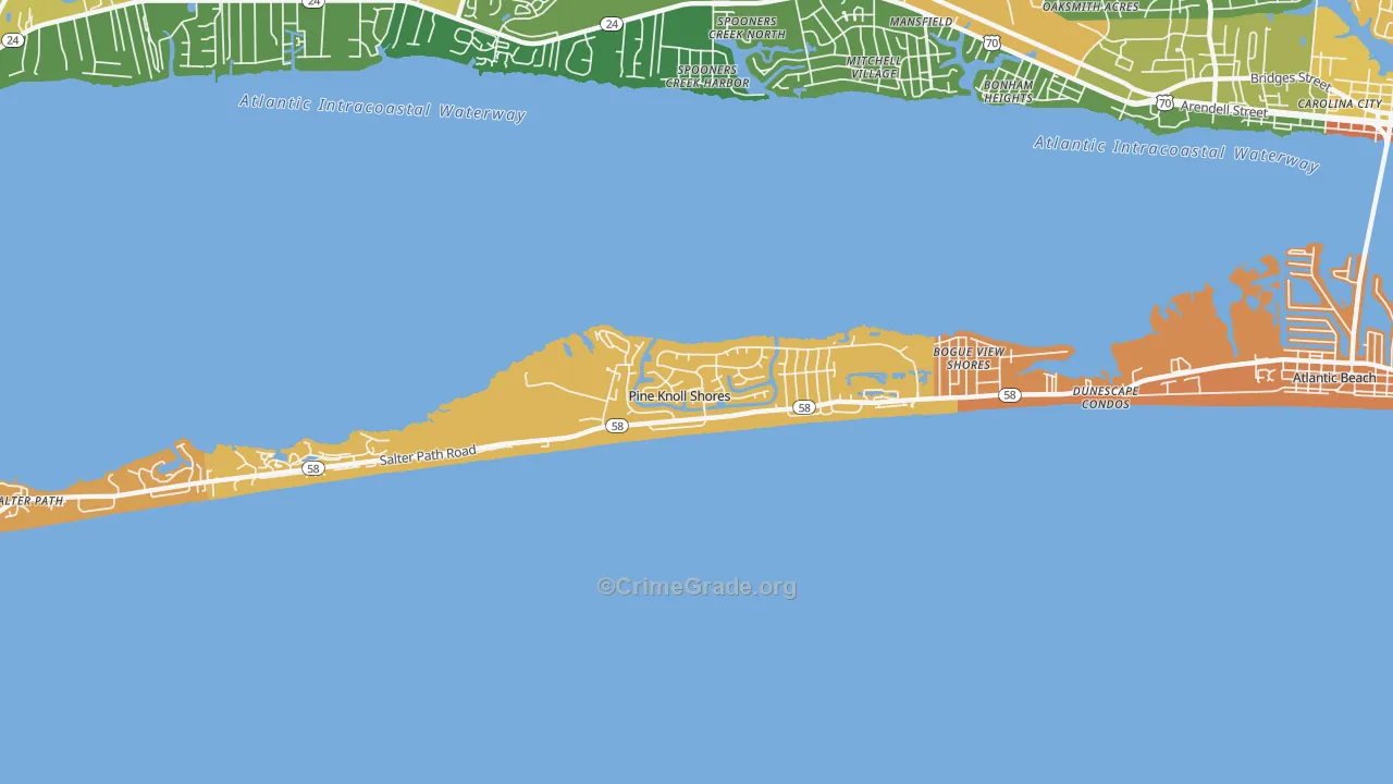 Pine Knoll Shores, NC Map of Vandalism Rates