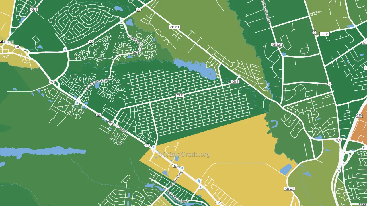 Pine Lake Park, NJ Map of Vandalism Rates