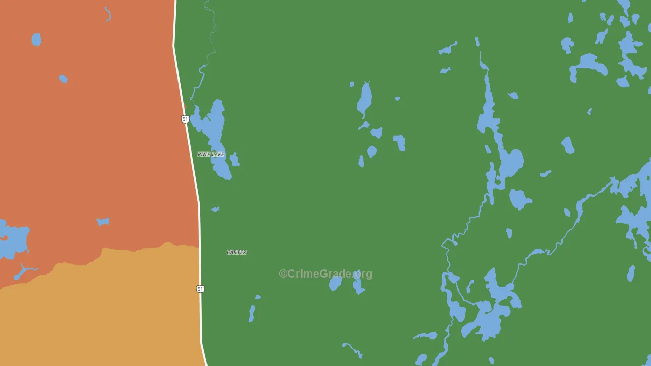 Pine Lake, WI Map of Vandalism Rates