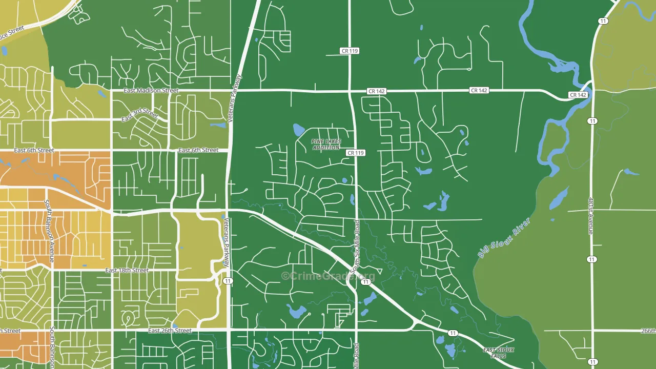 Pine Lakes Addition, SD Map of Vandalism Rates
