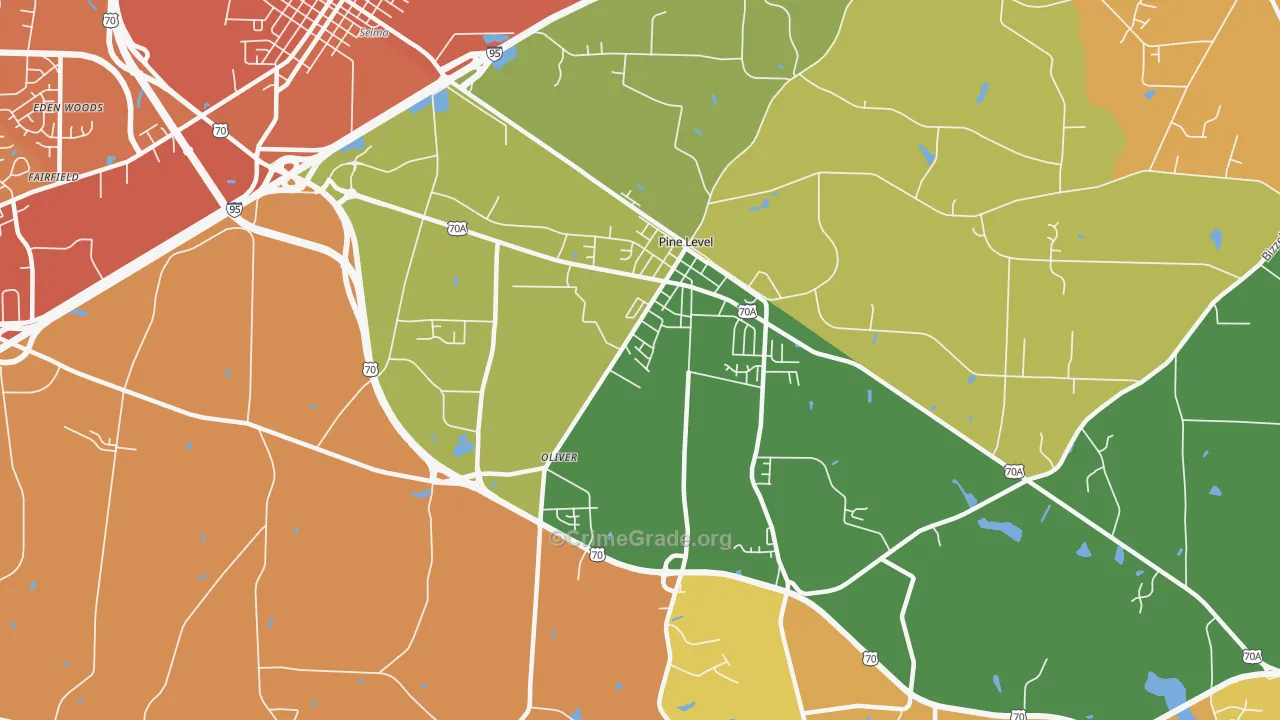 Pine Level, NC Map of Vandalism Rates