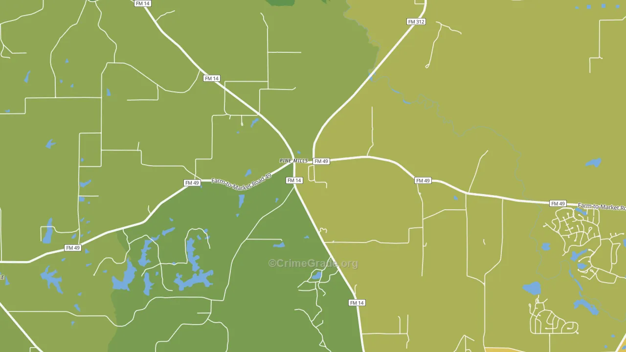Pine Mills, TX Map of Vandalism Rates