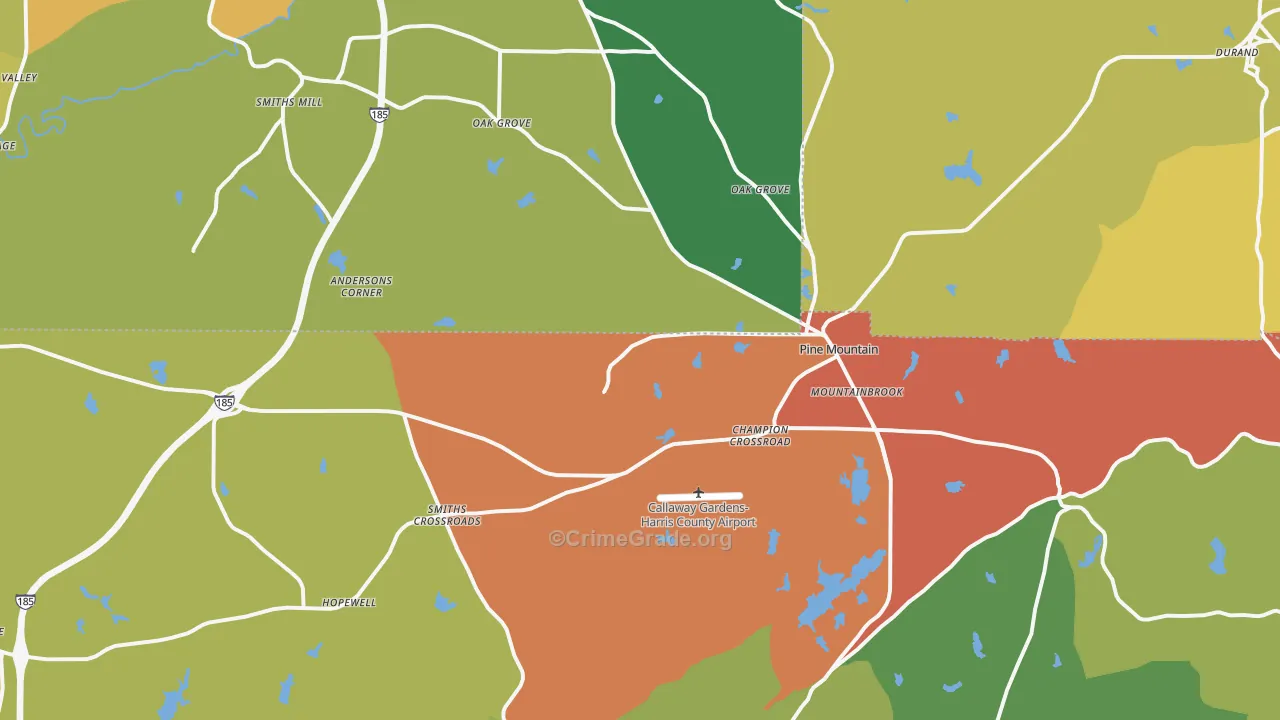 Pine Mountain, GA Map of Vandalism Rates