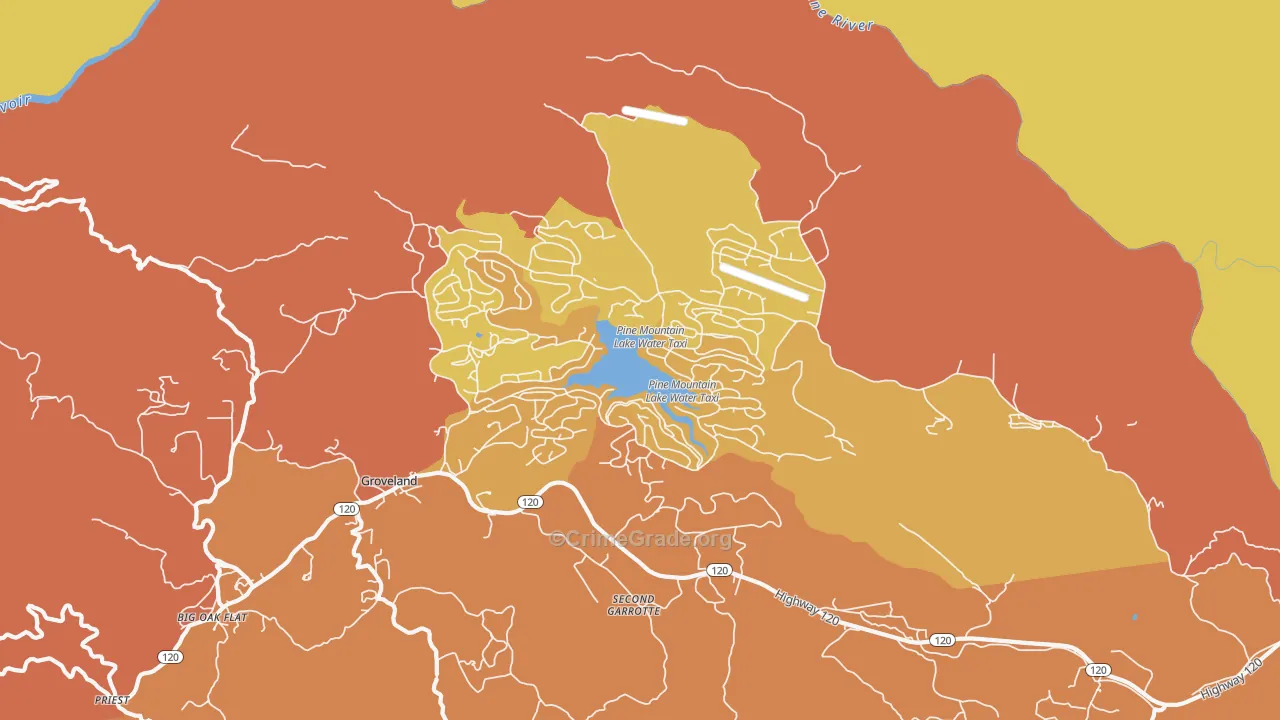 Pine Mountain Lake, CA Map of Vandalism Rates