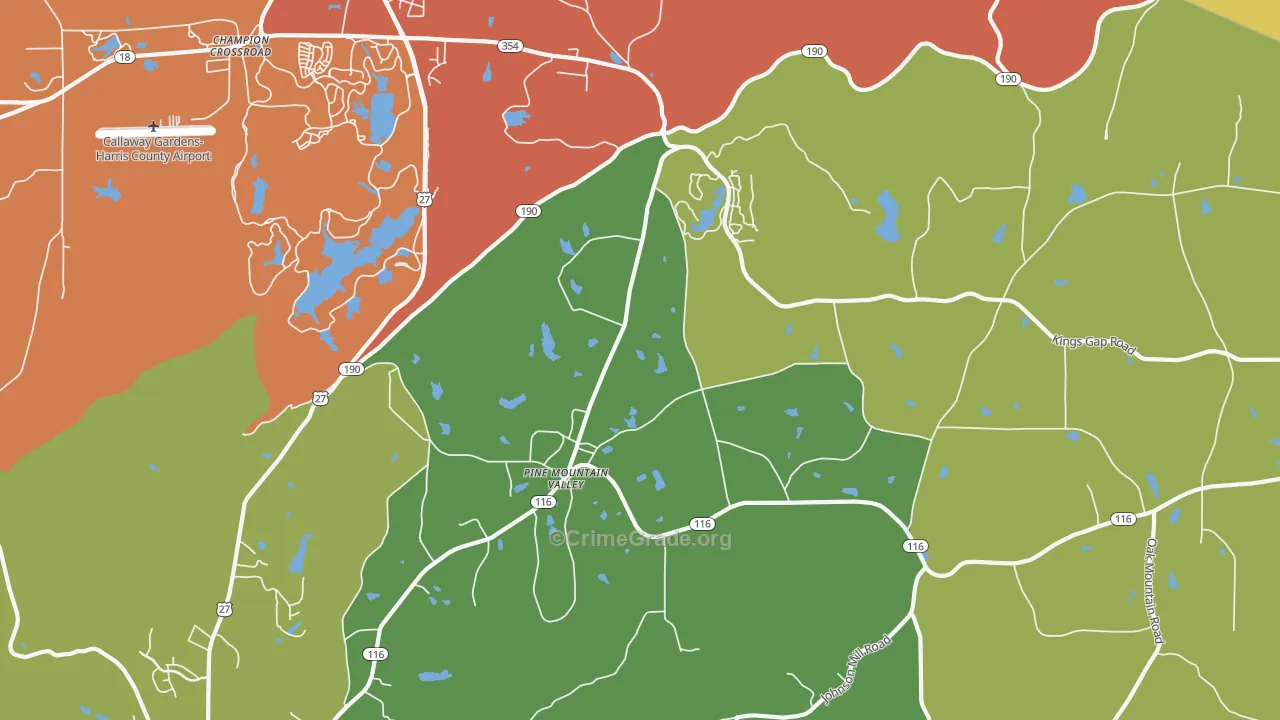 Pine Mountain Valley, GA Map of Vandalism Rates