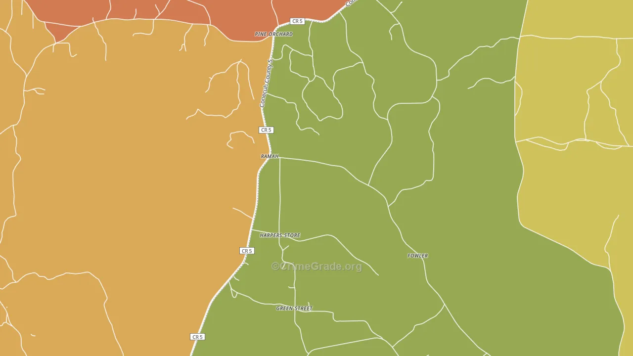 Pine Orchard, AL Map of Vandalism Rates