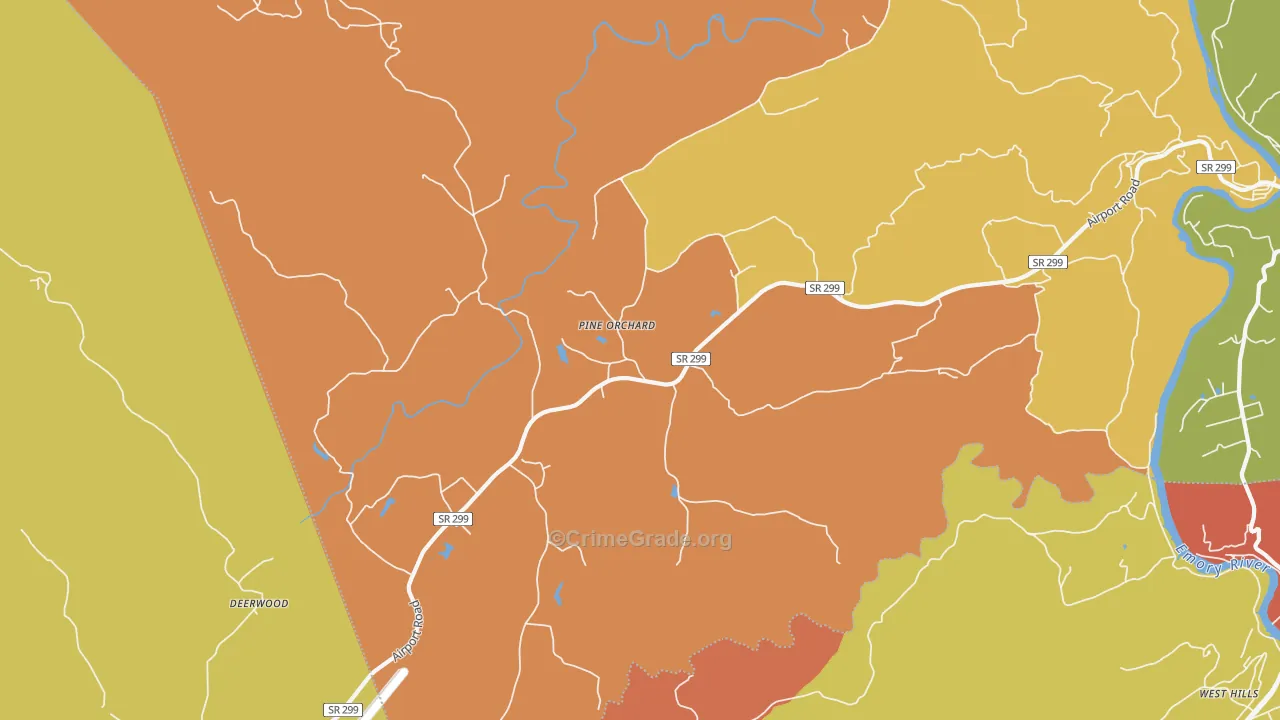 Pine Orchard, TN Map of Vandalism Rates