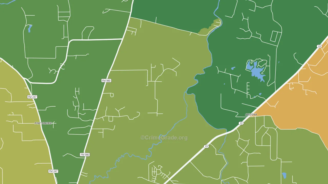 Pine Prairie, TX Map of Vandalism Rates