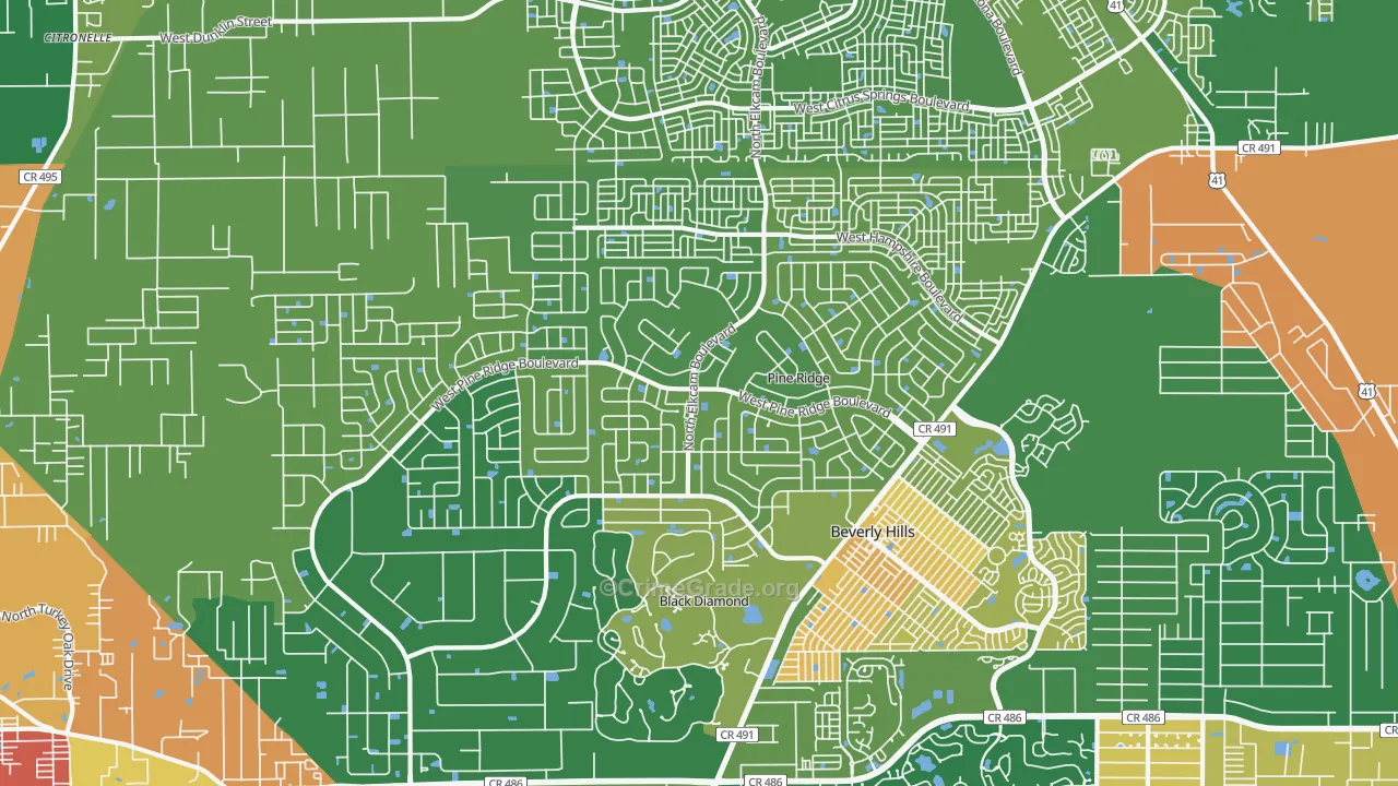 Pine Ridge, FL Map of Vandalism Rates