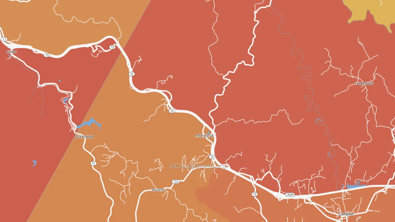Pine Ridge, KY Map of Vandalism Rates