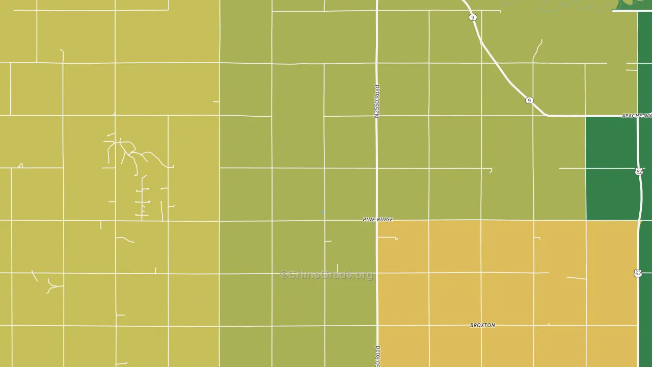 Pine Ridge, OK Map of Vandalism Rates