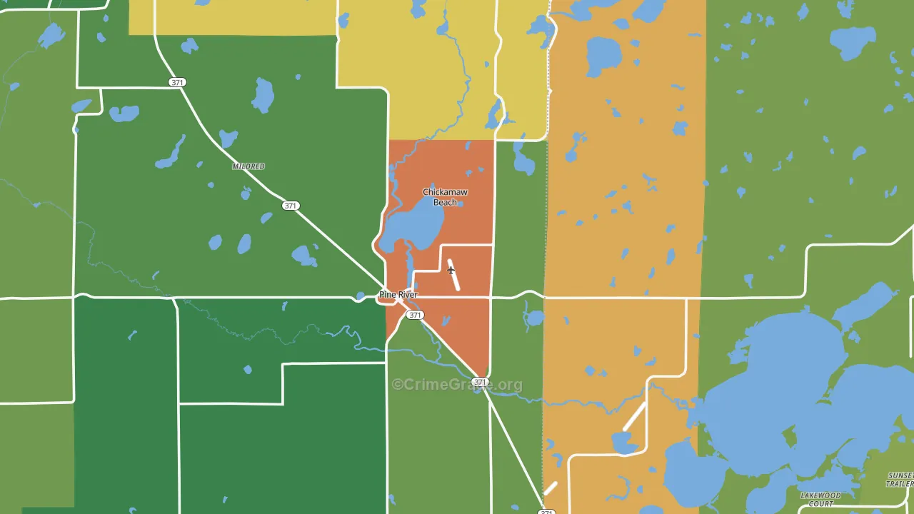 Pine River, MN Map of Vandalism Rates