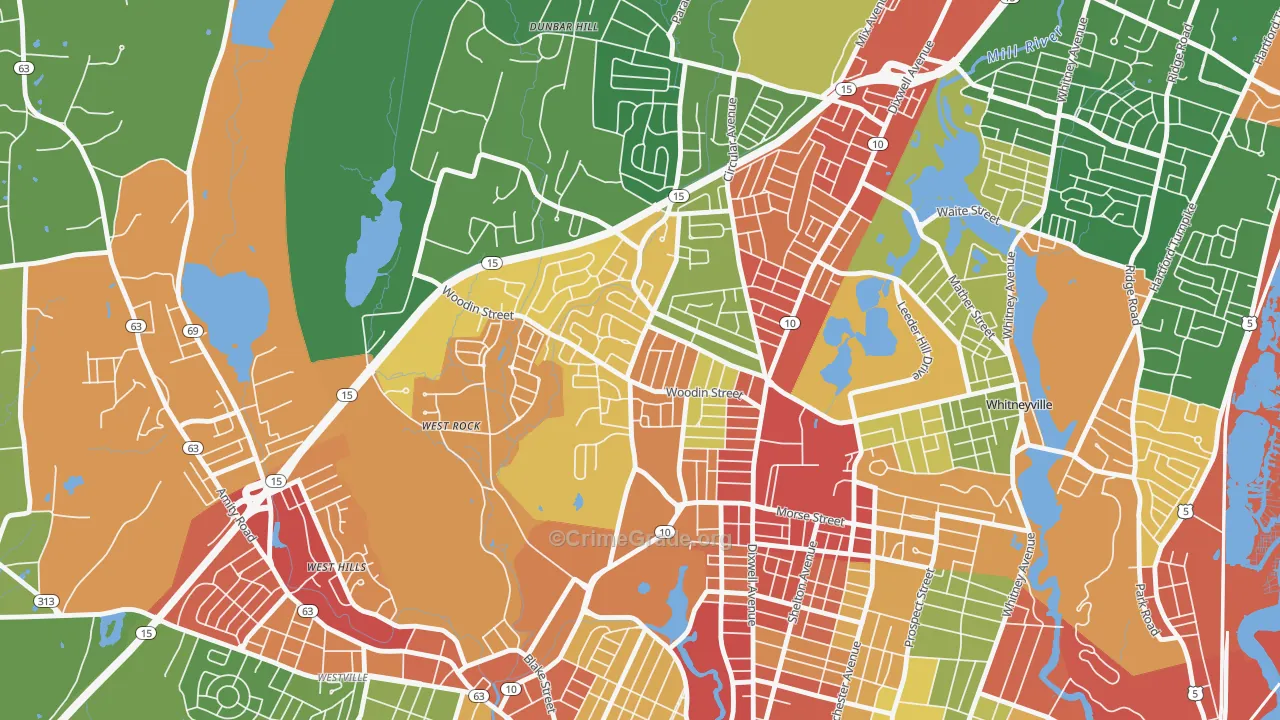 Pine Rock, Hamden, CT Map of Vandalism Rates