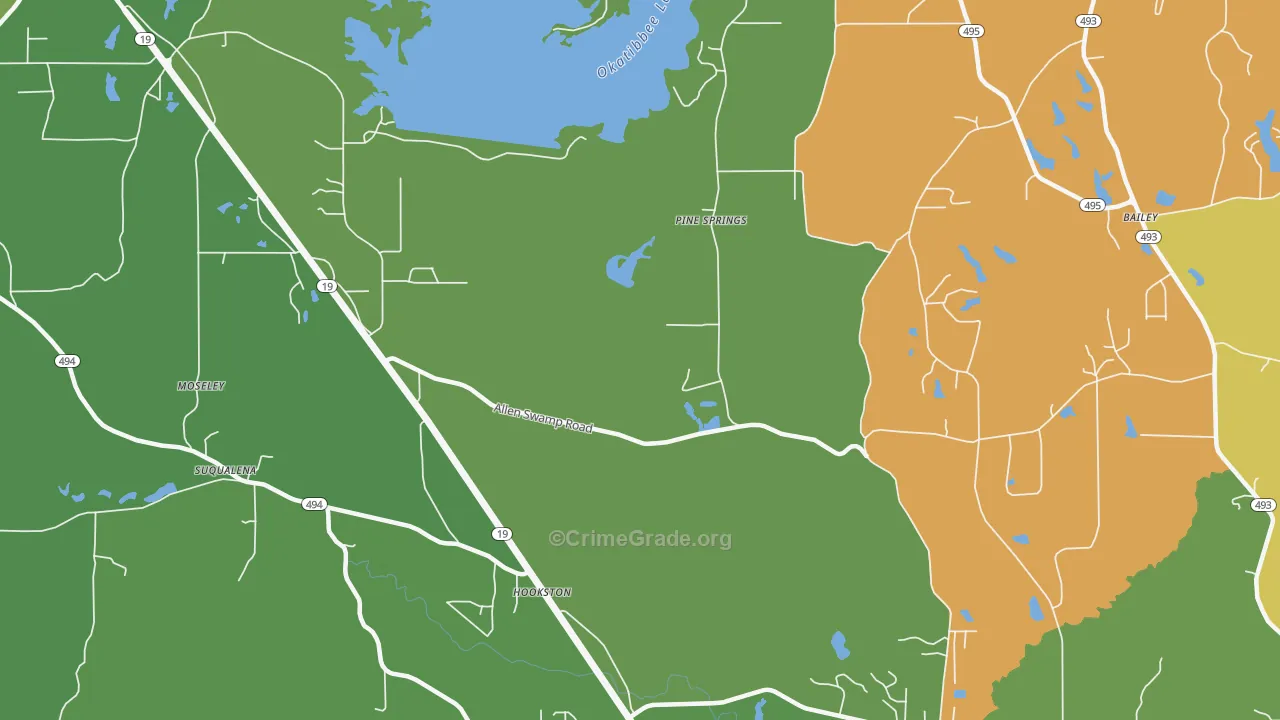 Pine Springs, MS Map of Vandalism Rates