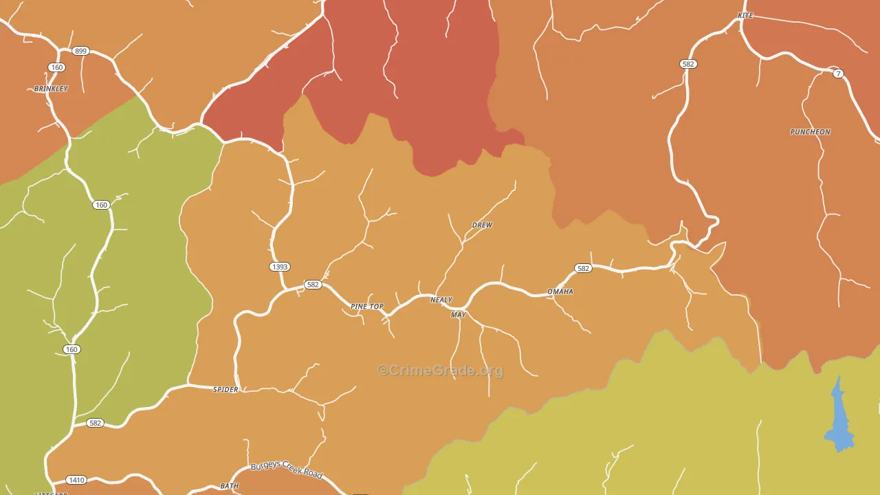 Pine Top, KY Map of Vandalism Rates