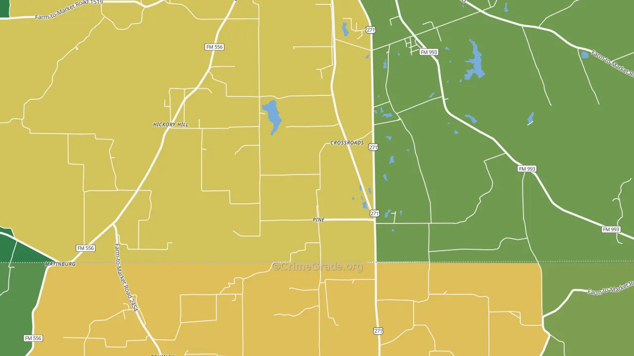 Pine, TX Map of Vandalism Rates