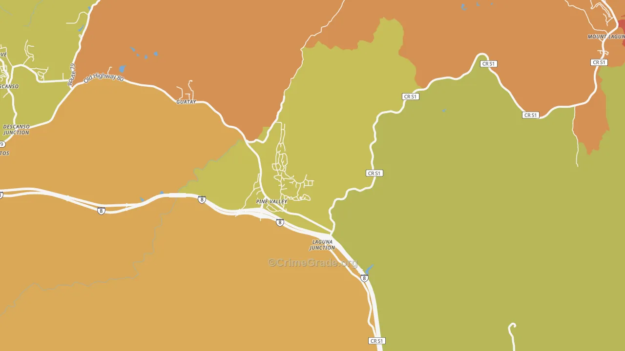 Pine Valley, CA Map of Vandalism Rates