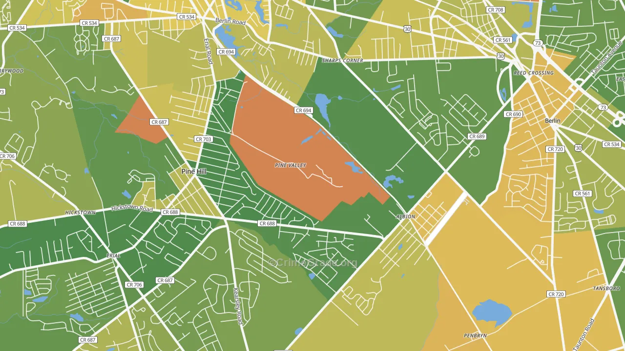 Pine Valley, NJ Map of Vandalism Rates
