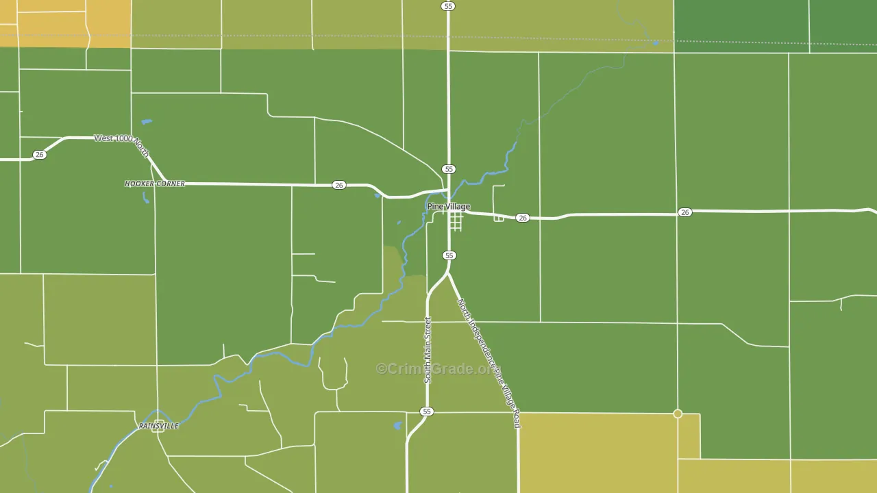 Pine Village, IN Map of Vandalism Rates