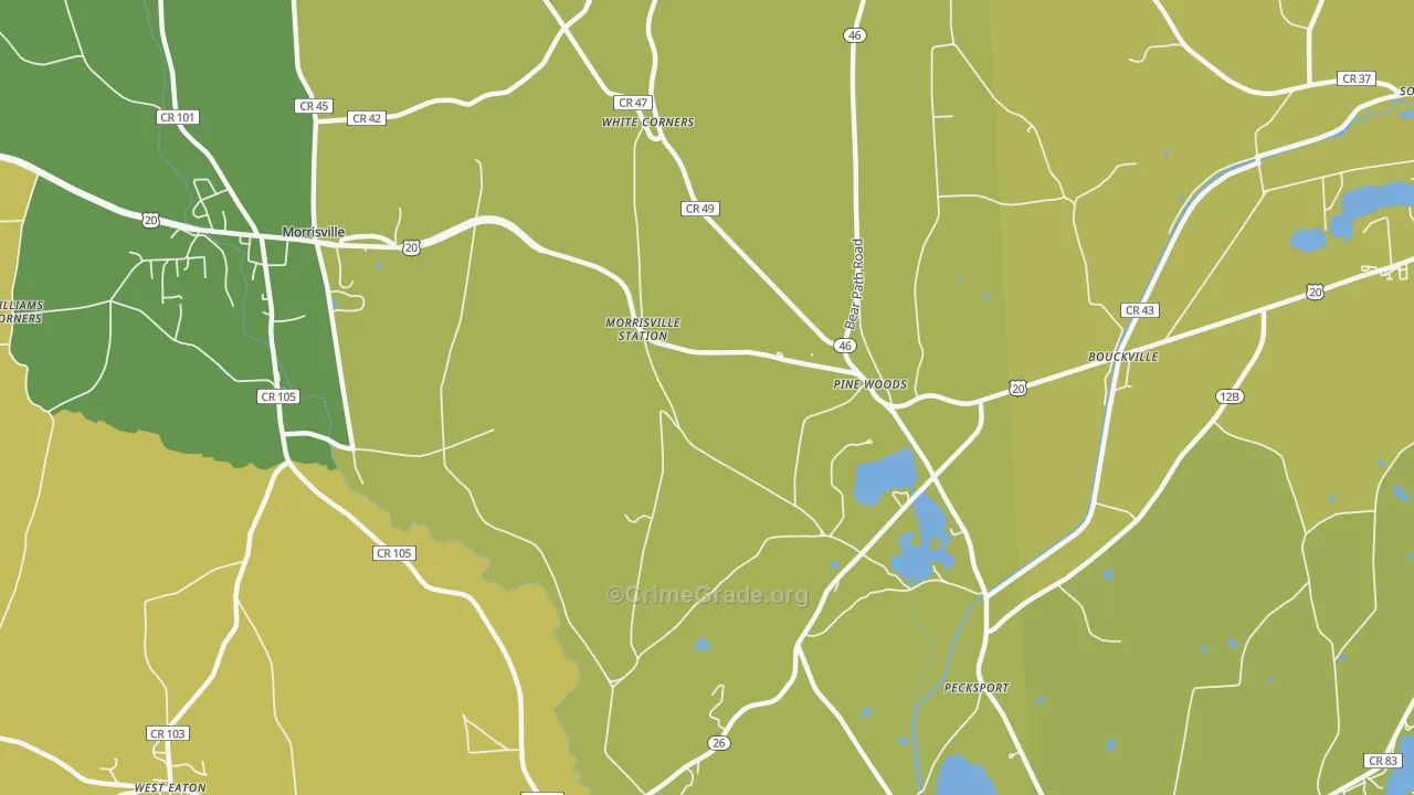 Pine Woods, NY Map of Vandalism Rates
