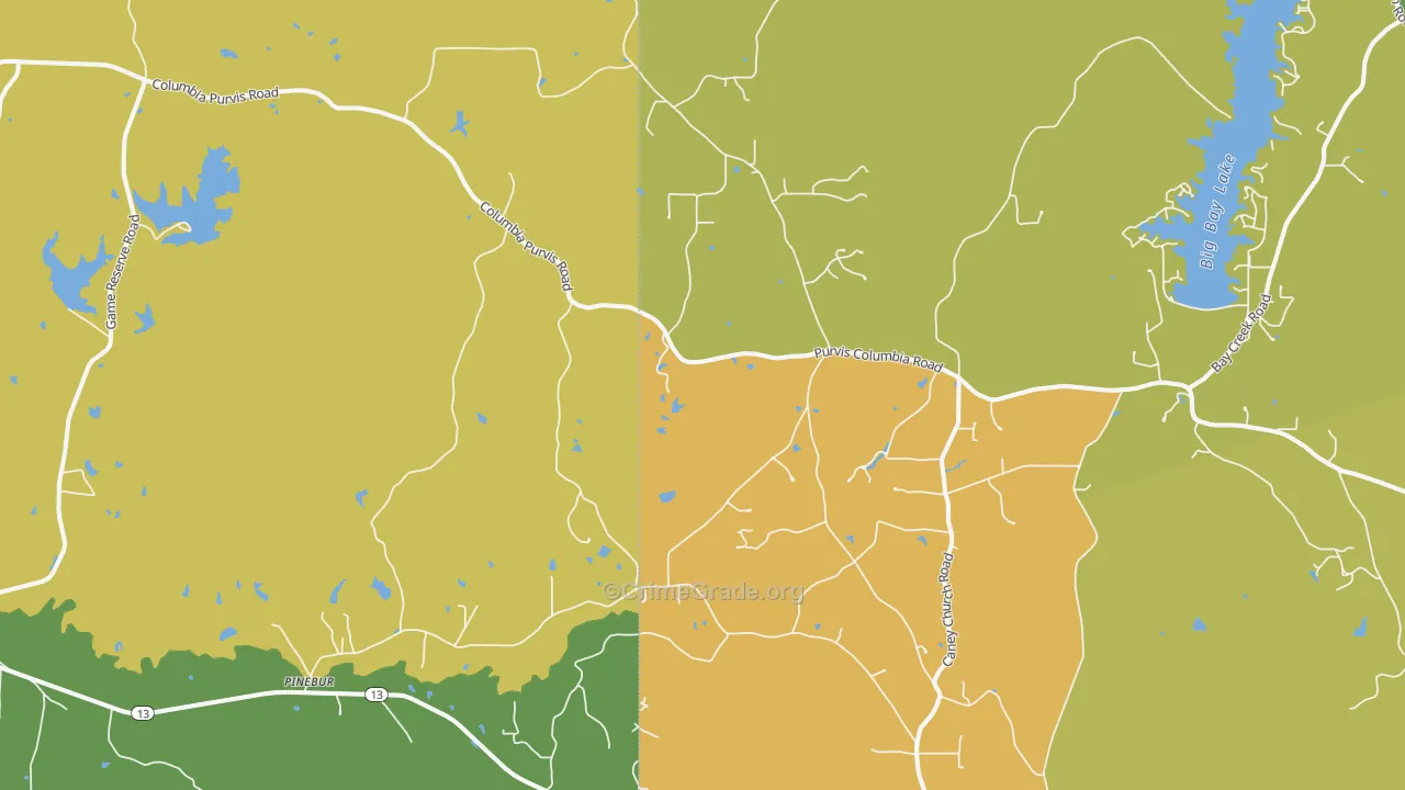 Pinebur, MS Map of Vandalism Rates