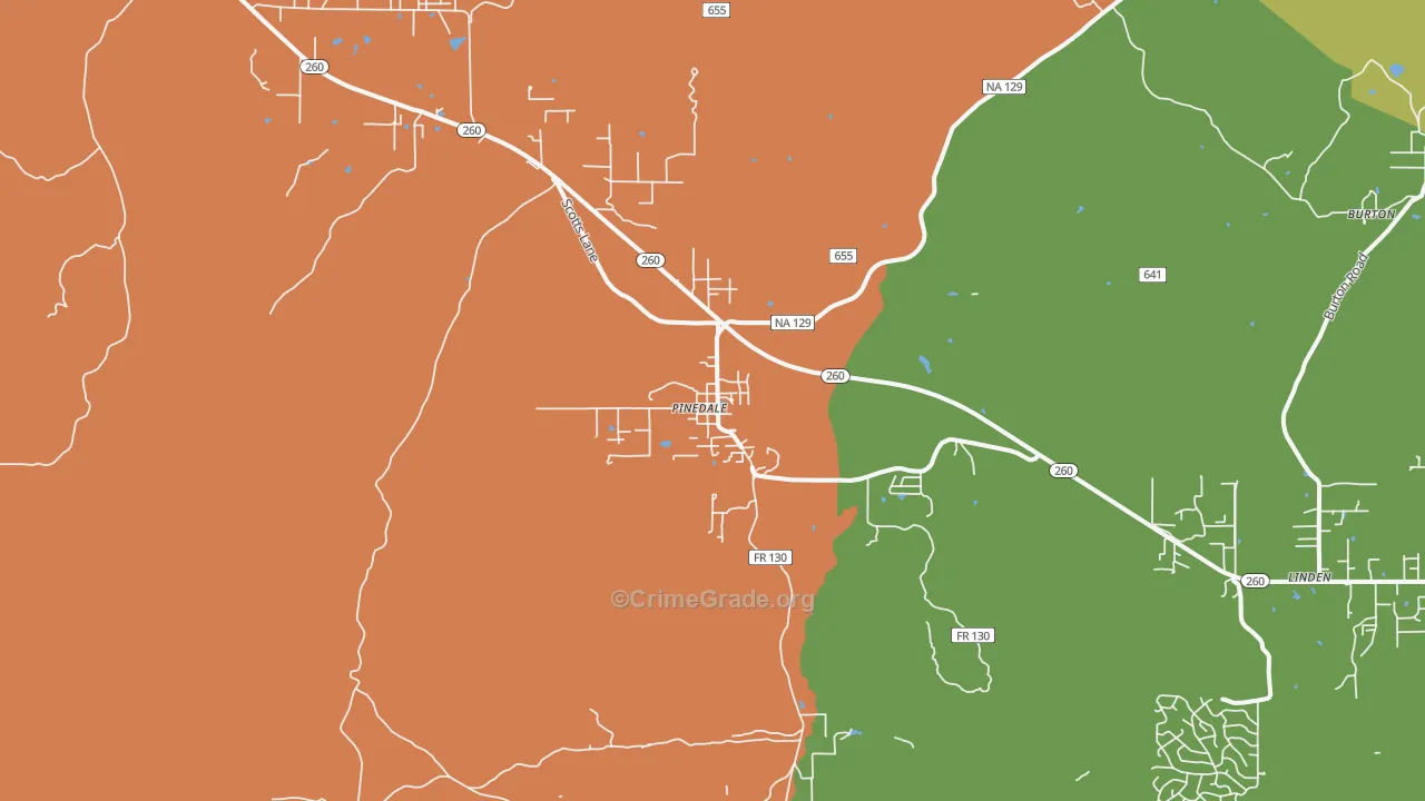 Pinedale, AZ Map of Vandalism Rates