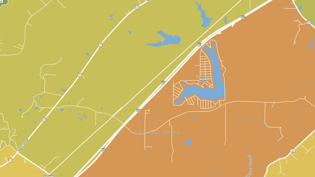 Pinedale Shores, AL Map of Vandalism Rates