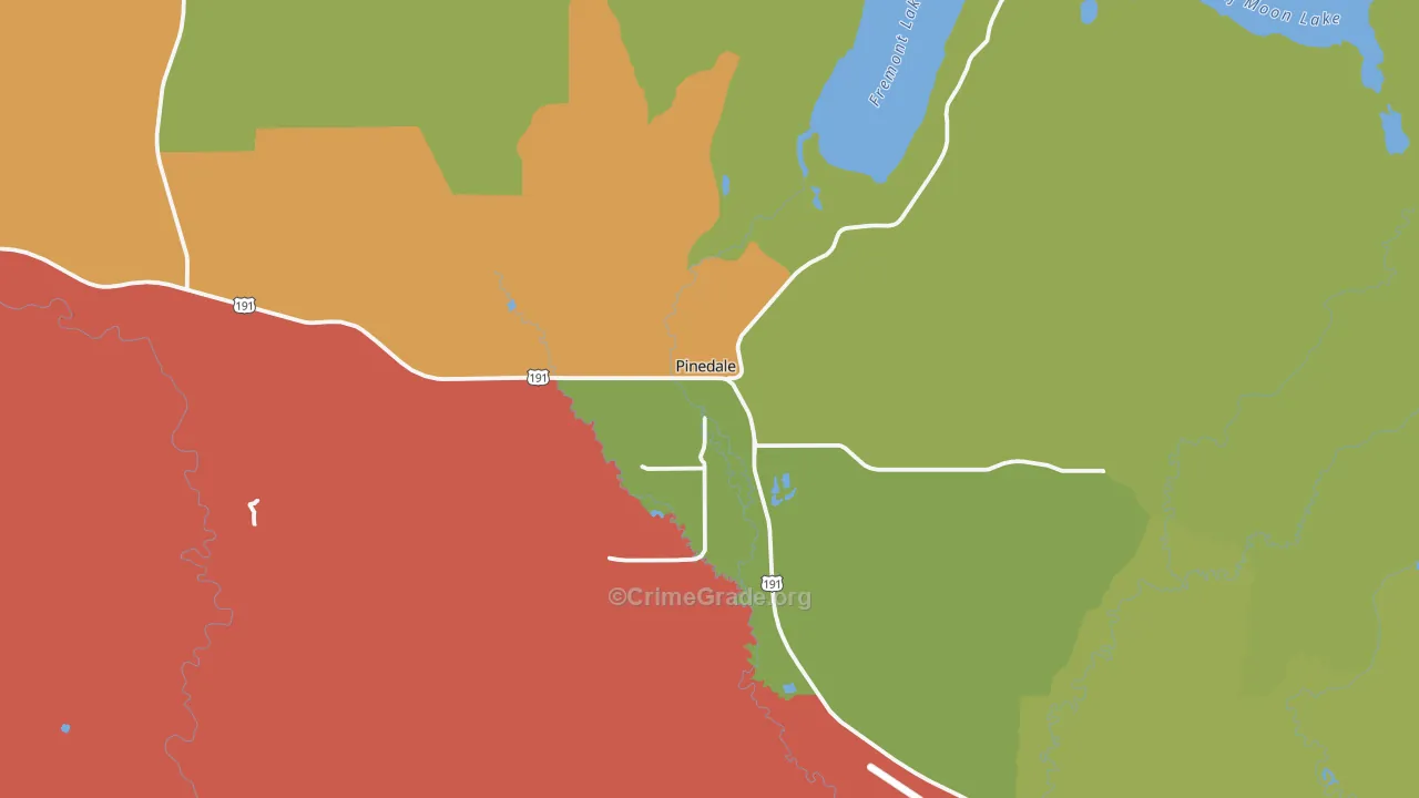 Pinedale, WY Map of Vandalism Rates