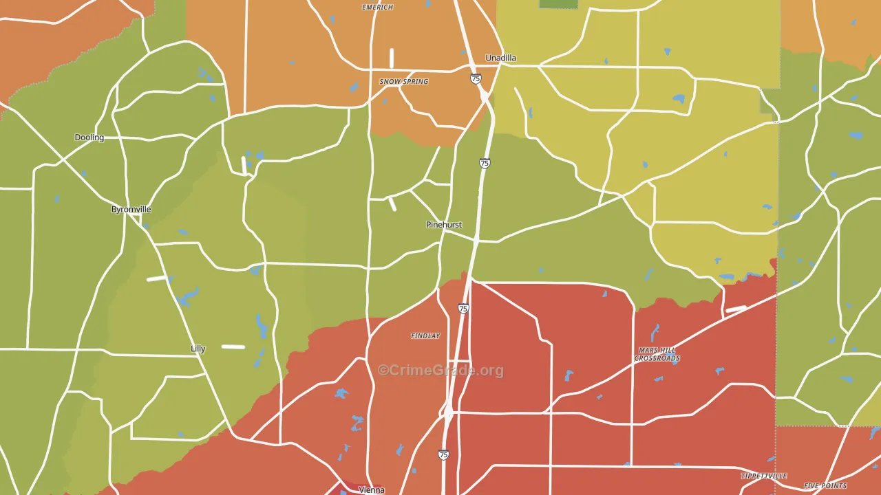 Pinehurst, GA Map of Vandalism Rates