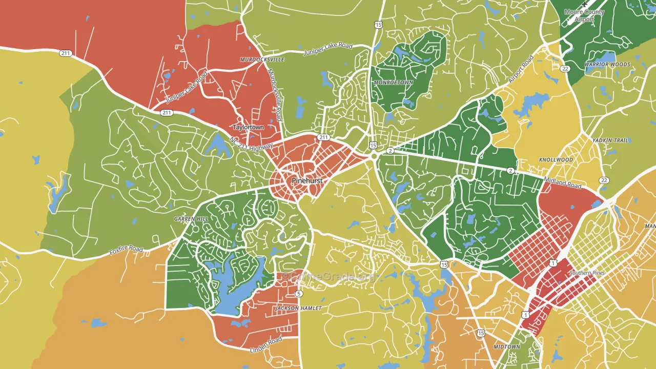 Pinehurst, NC Map of Vandalism Rates
