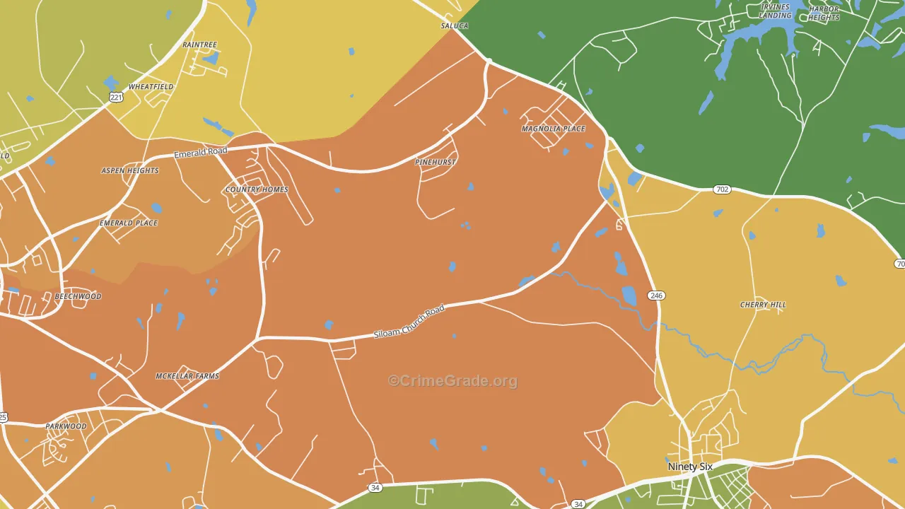 Pinehurst, SC Map of Vandalism Rates