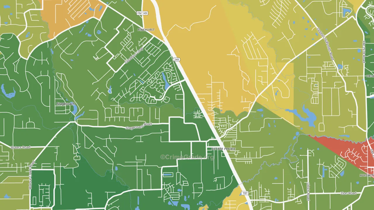 Pinehurst, TX Map of Vandalism Rates
