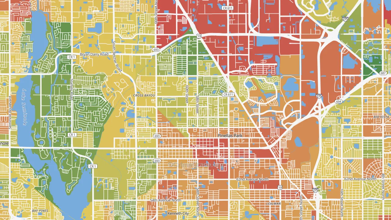 Pinellas Park, FL Map of Vandalism Rates