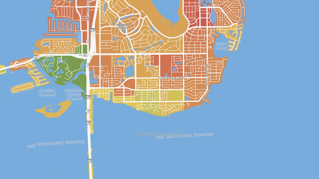 Pinellas Point, St. Petersburg, FL Map of Vandalism Rates