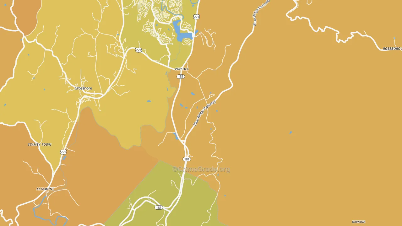 Pineola, NC Map of Vandalism Rates
