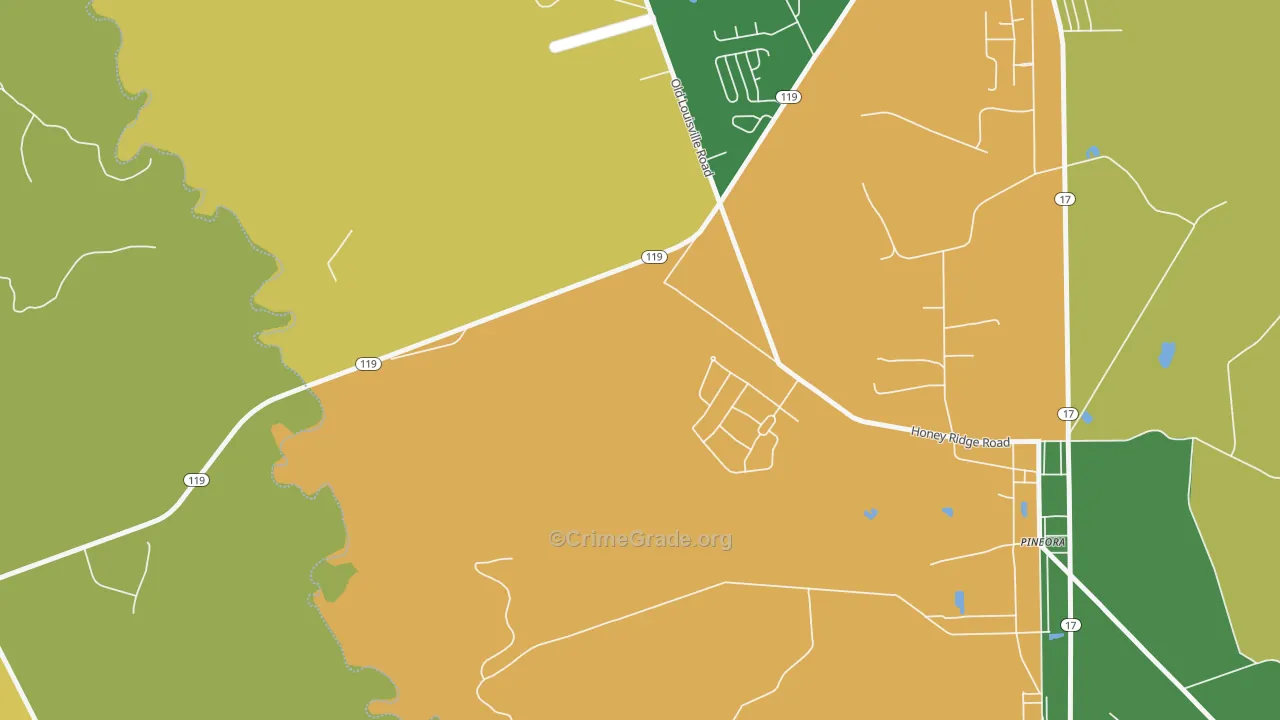 Pineora, GA Map of Vandalism Rates